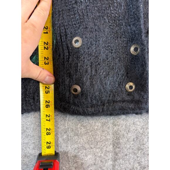 Vintage 80s The Gold Label Mohair Plaid Cardigan Womens Large Shawl Cozy Sweater - Picture 5 of 6